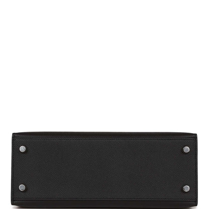 Hermes Kelly Sellier 25 Black Epsom Palladium Hardware