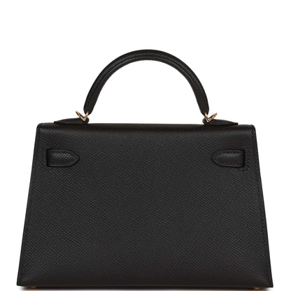 Hermes Kelly Sellier 20 Black Epsom Gold Hardware