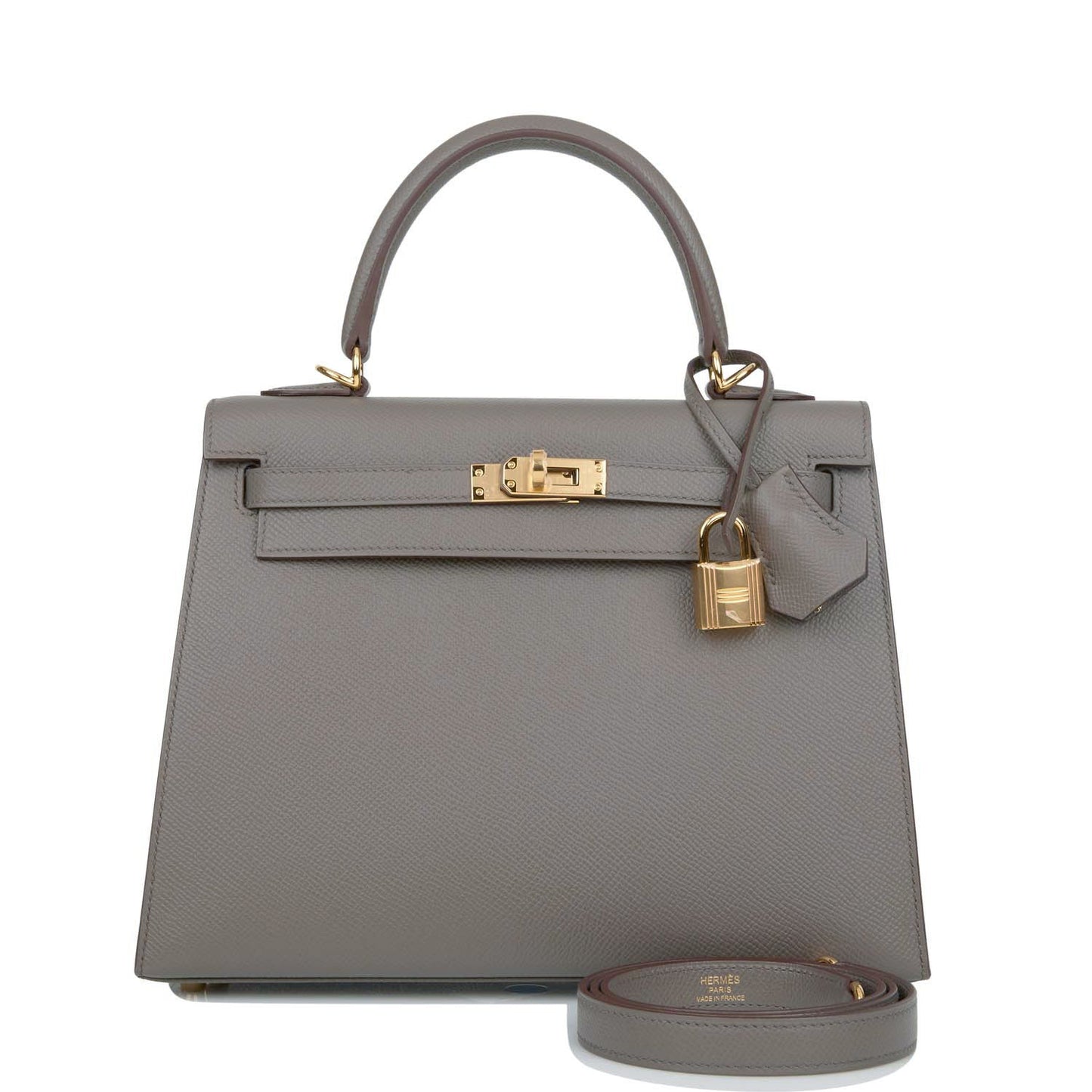 Hermes Kelly Sellier 25 Etain Epsom Gold Hardware