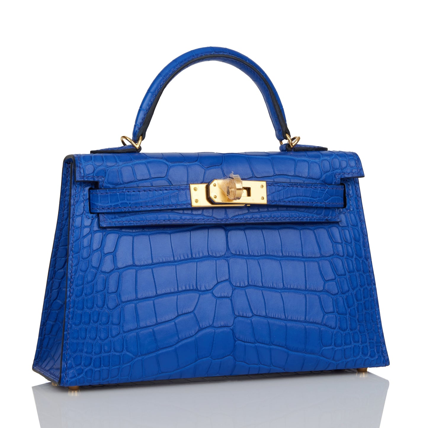 Hermes Kelly Sellier 20 Bleu Royal Matte Alligator Gold Hardware