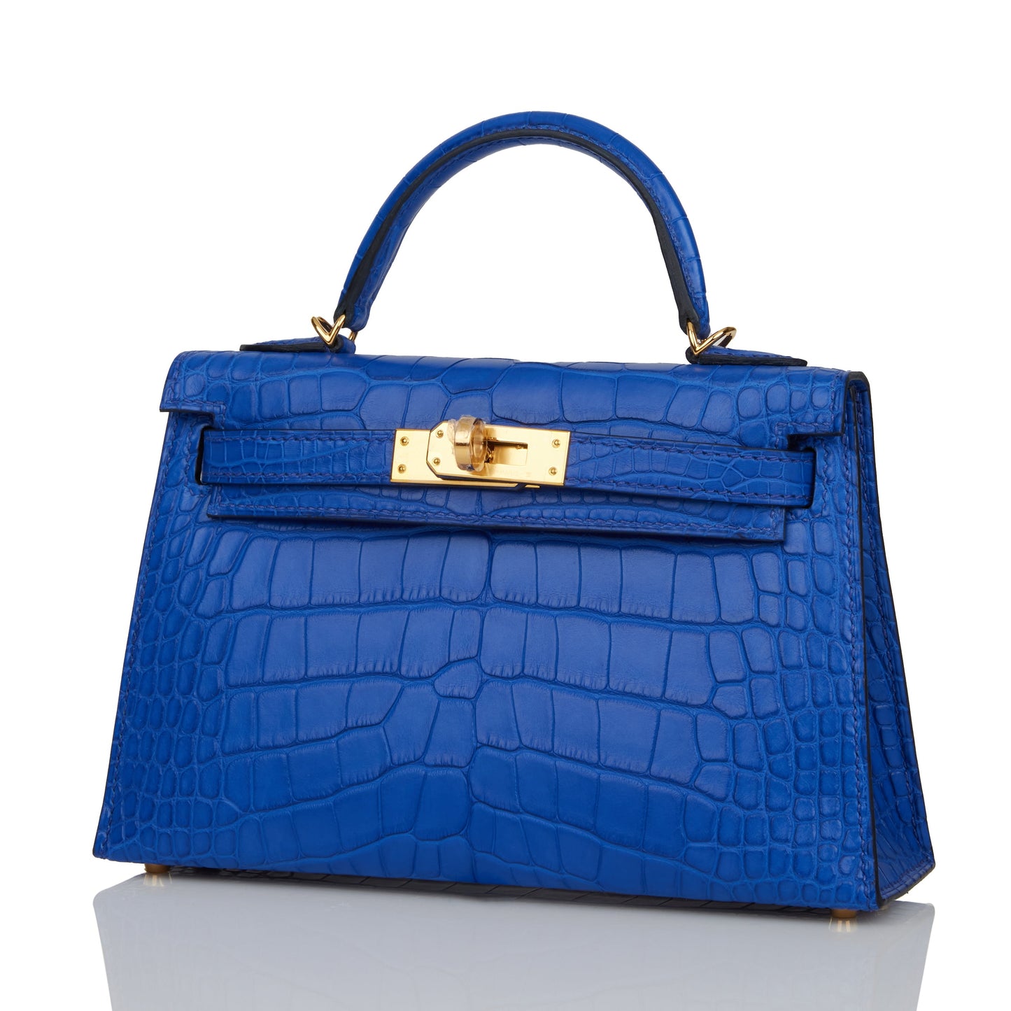 Hermes Kelly Sellier 20 Bleu Royal Matte Alligator Gold Hardware