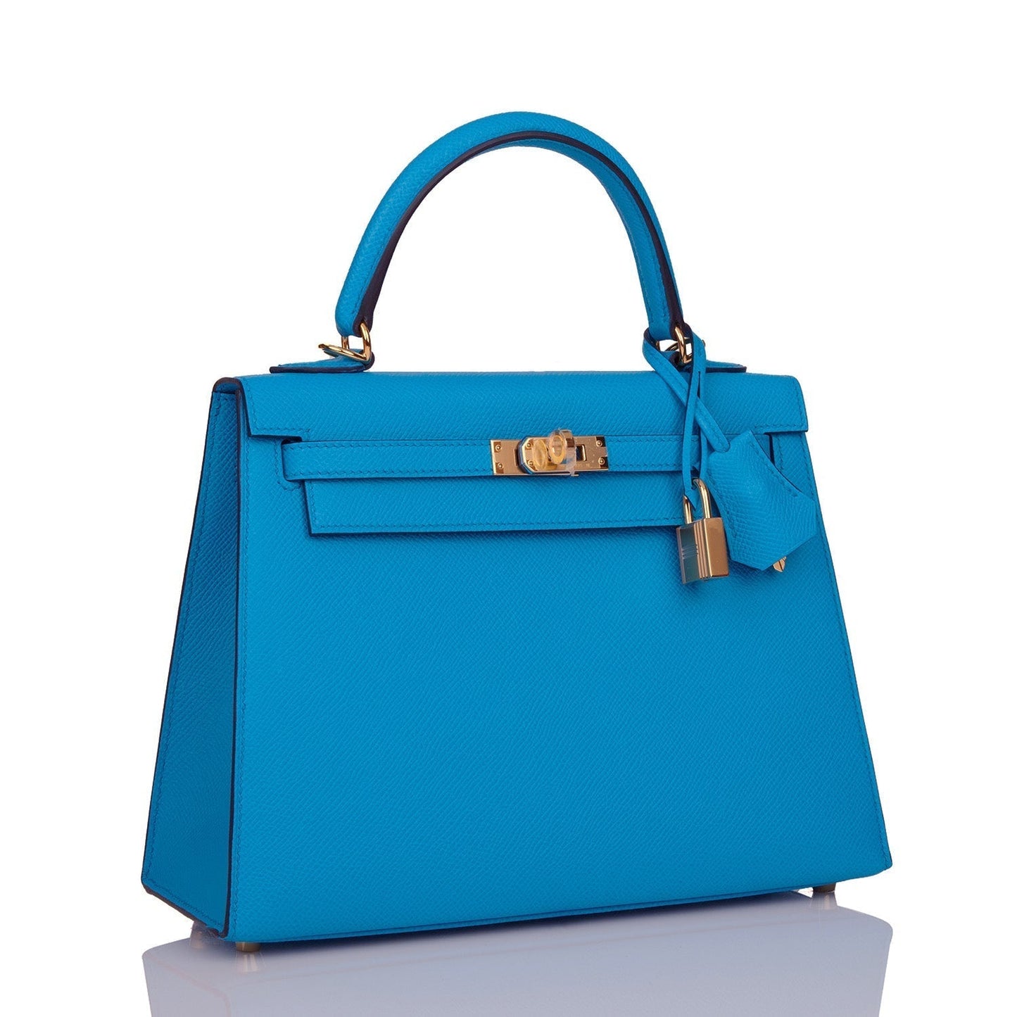 Hermes Kelly Sellier 25 Bleu Frida Epsom Gold Hardware