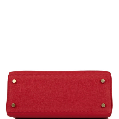 Hermes Kelly Retourne 25 Rouge Casaque Togo Gold Hardware