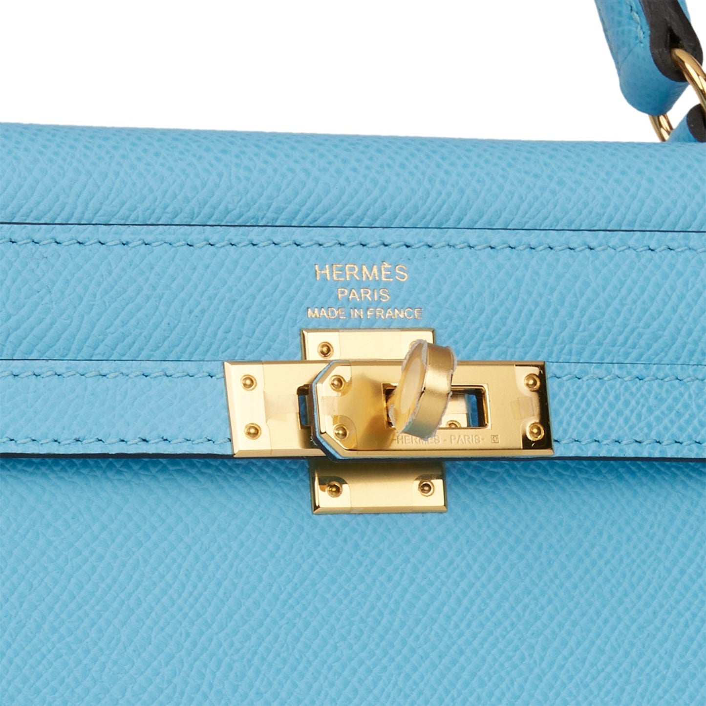 Hermes Kelly Sellier 25 Celeste Epsom Gold Hardware