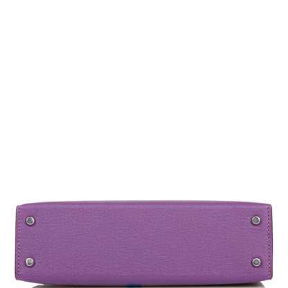 Hermes Kelly Sellier 20 Violet Verso Chèvre Palladium Hardware