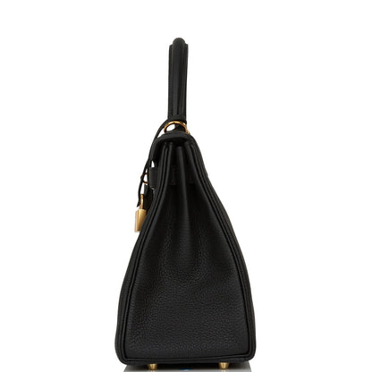 Hermes Kelly Retourne 28 Black Togo Gold Hardware