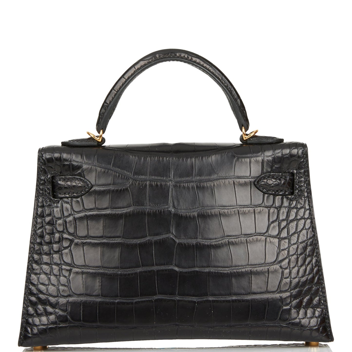 Hermes Kelly Sellier 20 Black Matte Alligator Gold Hardware