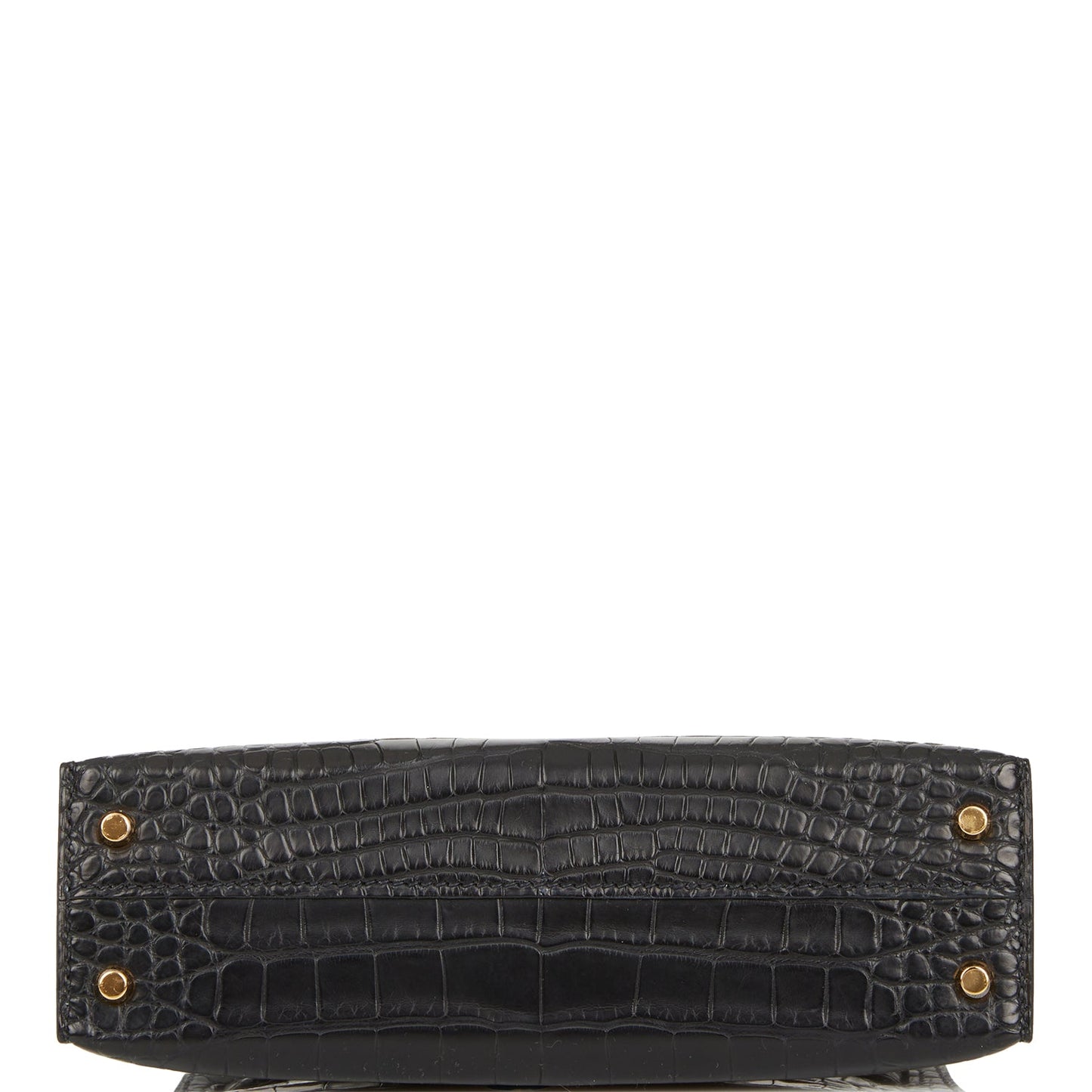 Hermes Kelly Sellier 20 Black Matte Alligator Gold Hardware