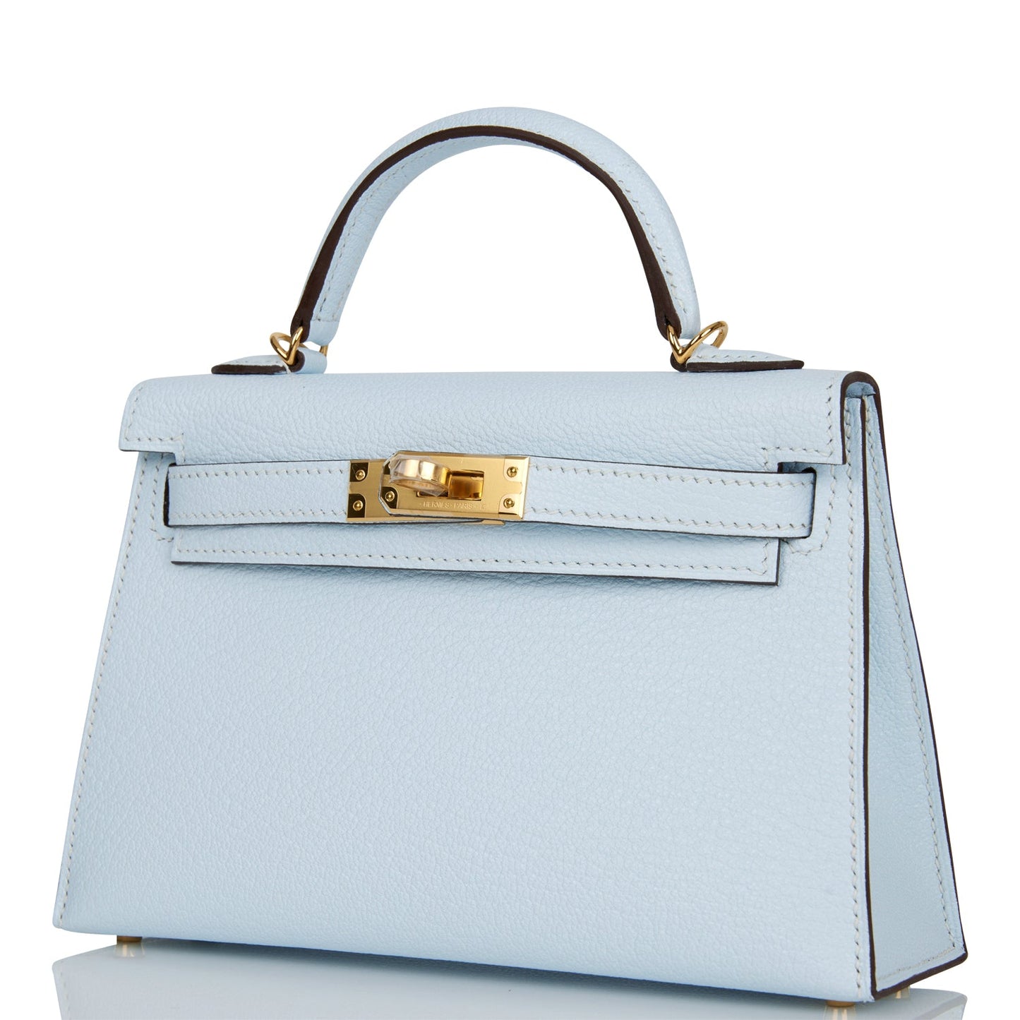 Hermes Kelly Sellier 20 Bleu Brume Chevre Gold Hardware