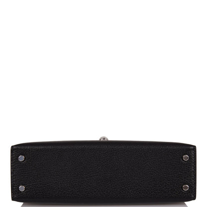 Hermes Kelly Sellier 20 Black Chevre Chamkila Palladium Hardware