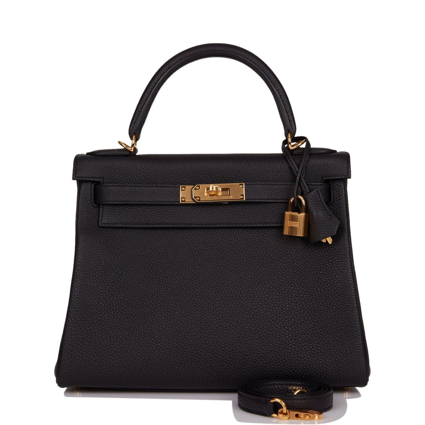 Hermes Kelly Retourne 28 Black Togo Gold Hardware