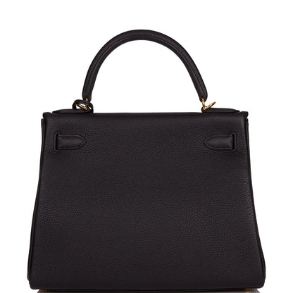 Hermes Kelly Retourne 28 Black Togo Gold Hardware