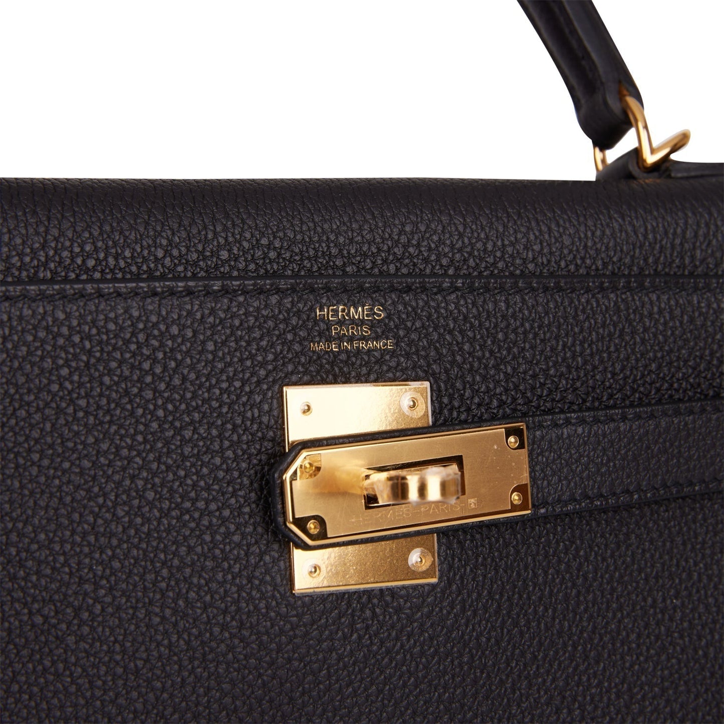 Hermes Kelly Retourne 28 Black Togo Gold Hardware