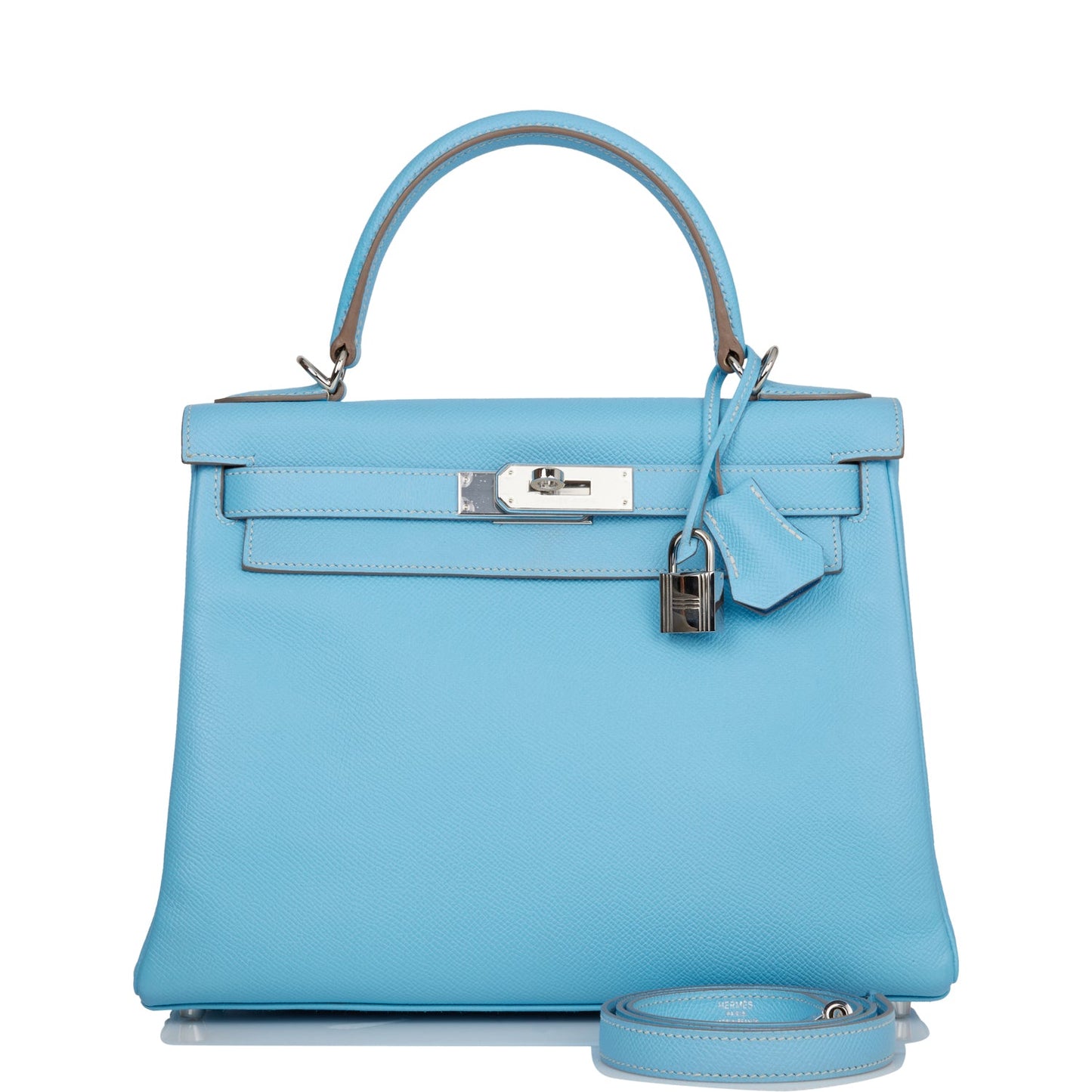 Hermes Kelly Retourne 28 Celeste Candy Epsom Palladium Hardware