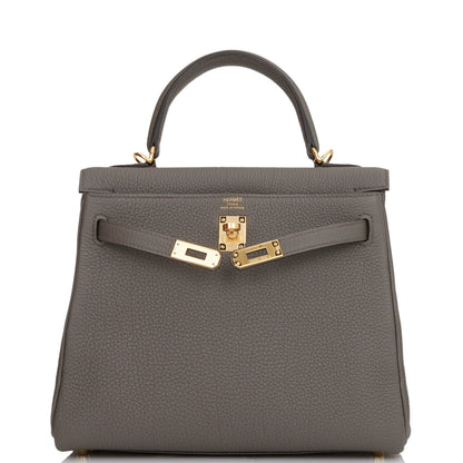 Hermes Kelly Retourne 25 Etain Togo Gold Hardware