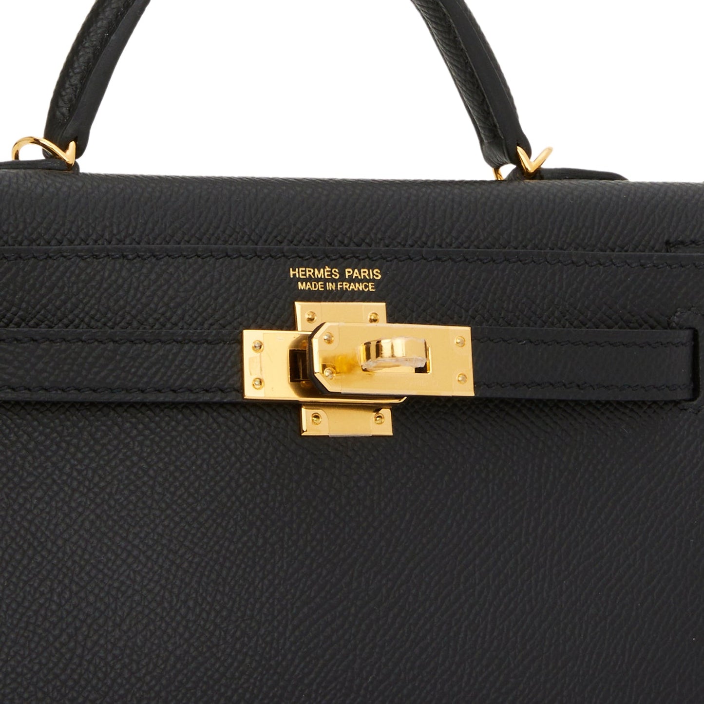 Hermes Kelly Sellier 20 Black Epsom Gold Hardware