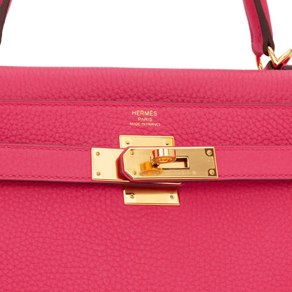 Hermes Kelly Retourne 28 Rose Extreme Clemence Gold Hardware