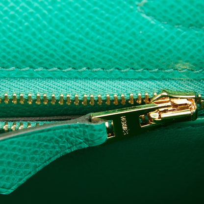 Hermes Kelly Sellier 25 Vert Jade Epsom Gold Hardware