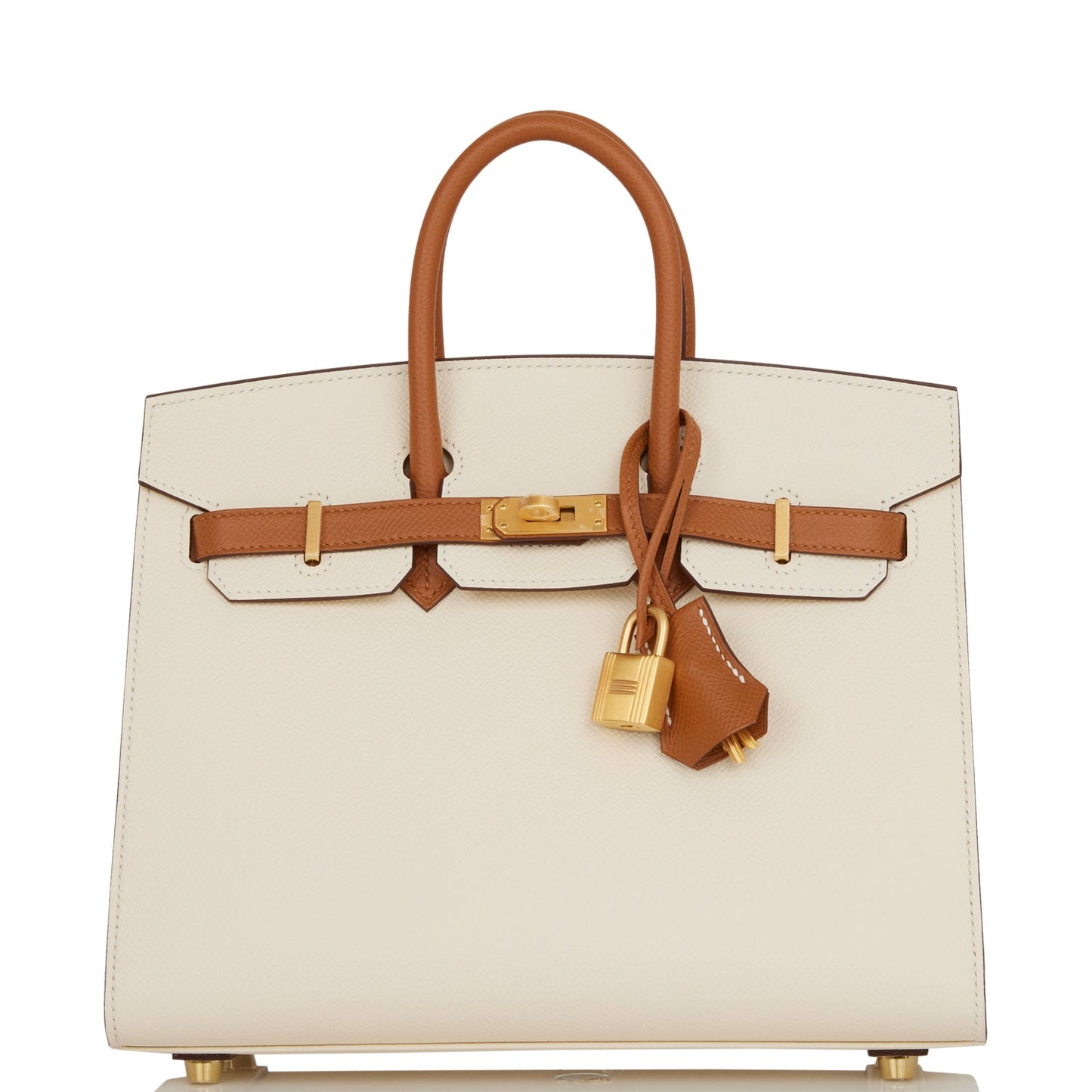 Hermes Special Order (HSS) Birkin Sellier 25 Nata and Gold Epsom Brushed Gold Hardware