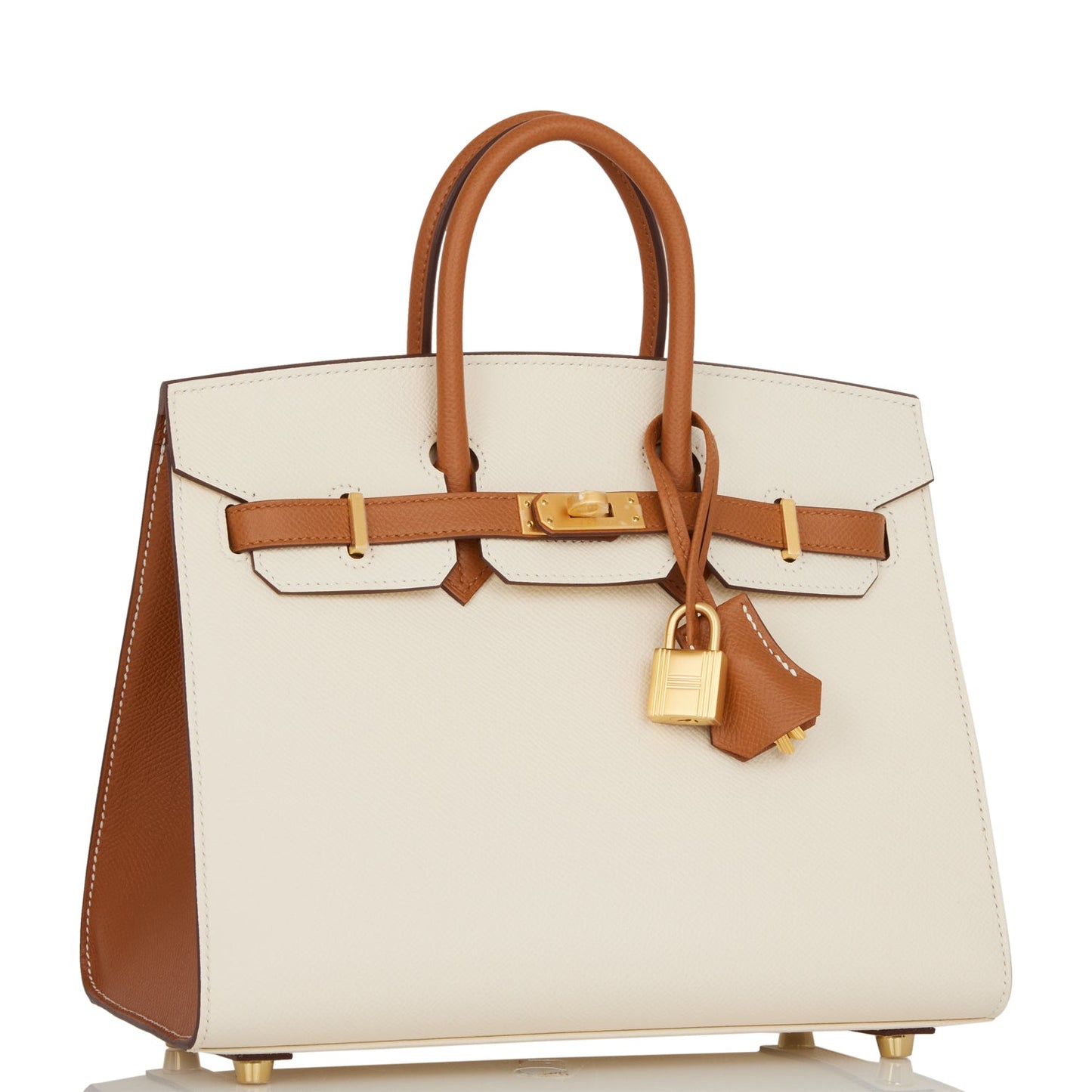 Hermes Special Order (HSS) Birkin Sellier 25 Nata and Gold Epsom Brushed Gold Hardware