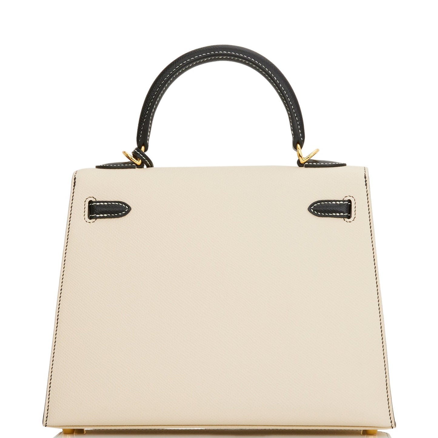 Hermes Special Order (HSS) Kelly Sellier 25 Nata and Black Epsom Gold Hardware