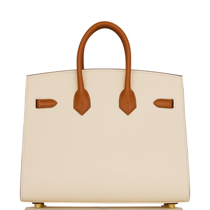 Hermes Special Order (HSS) Birkin Sellier 25 Nata and Gold Epsom Brushed Gold Hardware