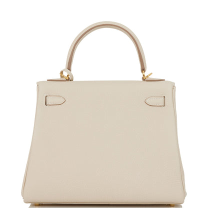 Hermes Kelly Retourne 25 Craie Togo Gold Hardware