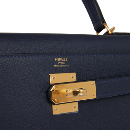 Hermes Kelly Retourne 28 Bleu Nuit Evercolor Gold Hardware