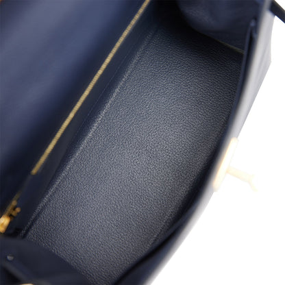 Hermes Kelly Retourne 28 Bleu Nuit Evercolor Gold Hardware