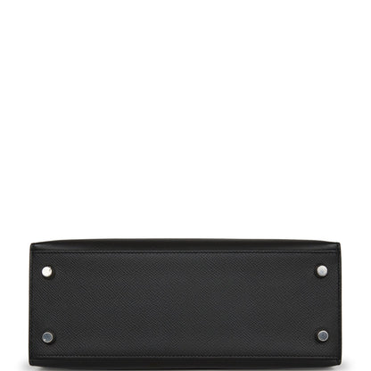 Hermes Kelly Sellier 25 Black Epsom Palladium Hardware