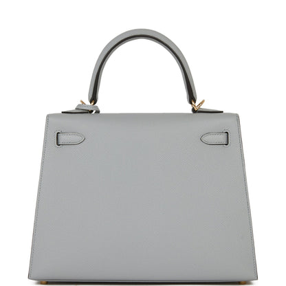 Hermes Special Order (HSS) Kelly Sellier 25 Bleu Glacier Verso Epsom Permabrass Hardware