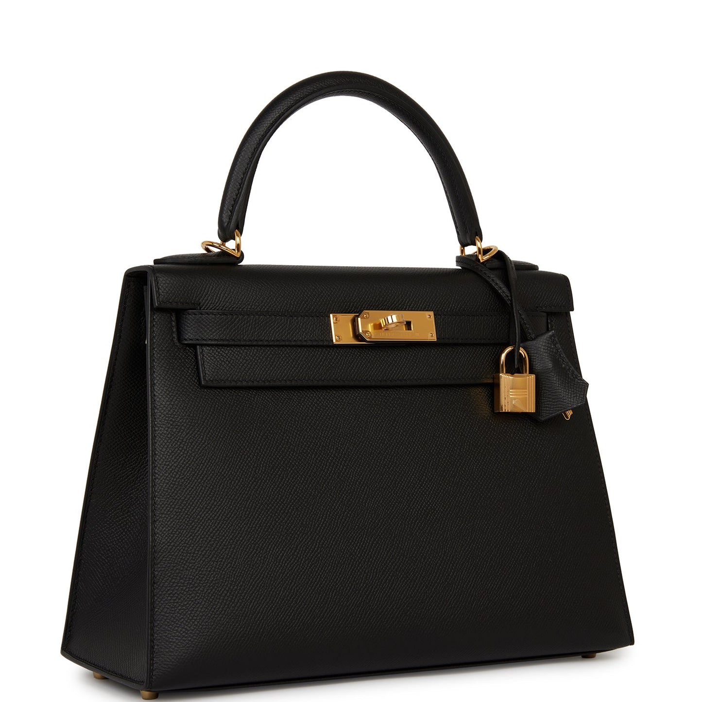 Hermes Kelly Sellier 28 Black Epsom Gold Hardware