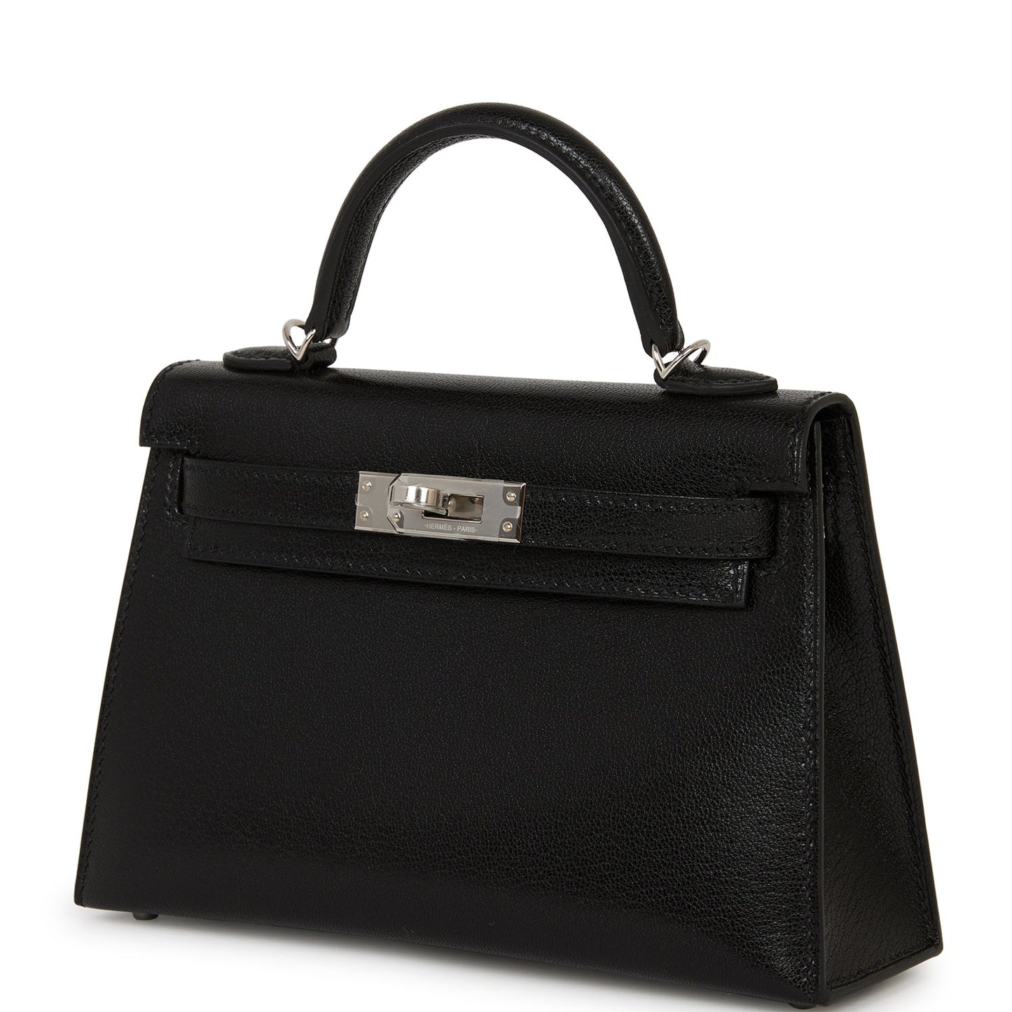 Hermes Kelly Sellier 20 Black Chevre Chamkila Palladium Hardware