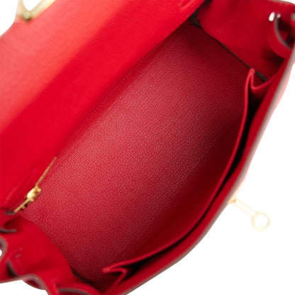 Hermes Kelly Retourne 25 Rouge Casaque Togo Gold Hardware