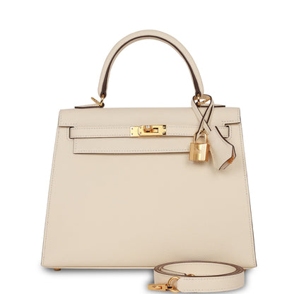 Hermes Kelly Sellier 25 Nata Epsom Gold Hardware