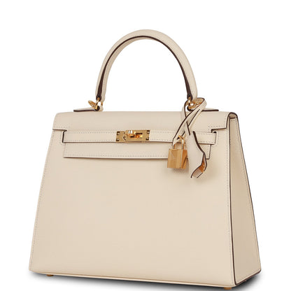 Hermes Kelly Sellier 25 Nata Epsom Gold Hardware