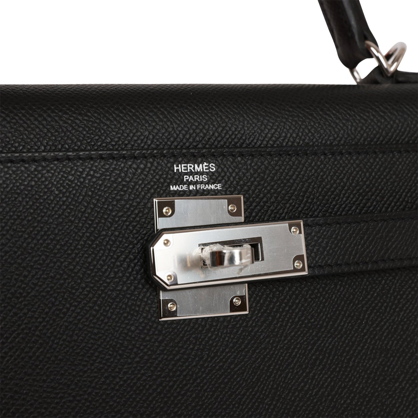 Hermes Kelly Sellier 28 Black Epsom Palladium Hardware