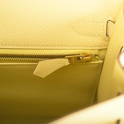 Hermes Kelly Sellier 25 Jaune Poussin Epsom Gold Hardware