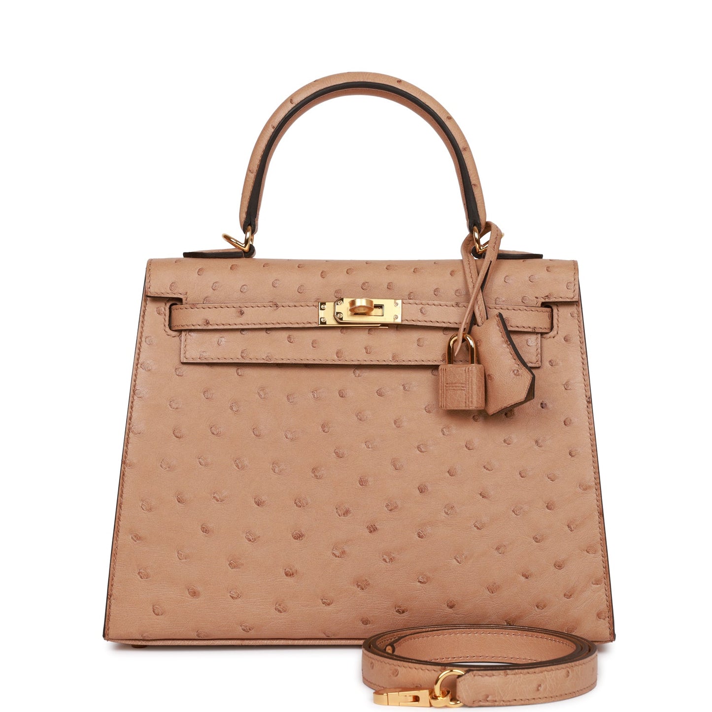 Hermes Kelly Sellier 25 Chai Ostrich Gold Hardware