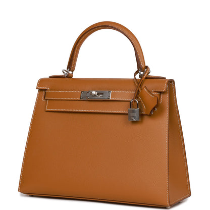 Hermes Kelly Sellier 28 Gold Epsom Palladium Hardware