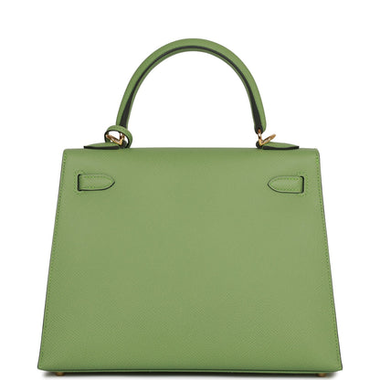 Hermes Kelly Sellier 25 Vert Criquet Epsom Gold Hardware