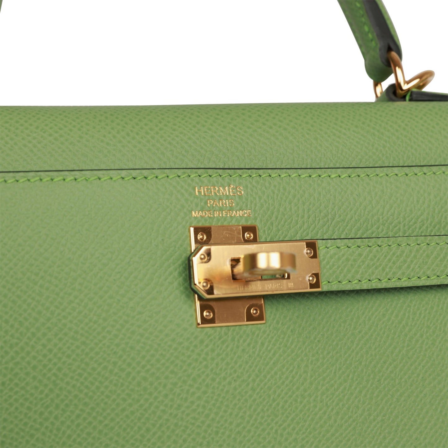 Hermes Kelly Sellier 25 Vert Criquet Epsom Gold Hardware