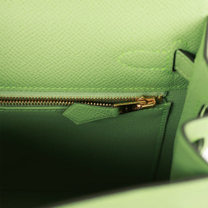 Hermes Kelly Sellier 25 Vert Criquet Epsom Gold Hardware