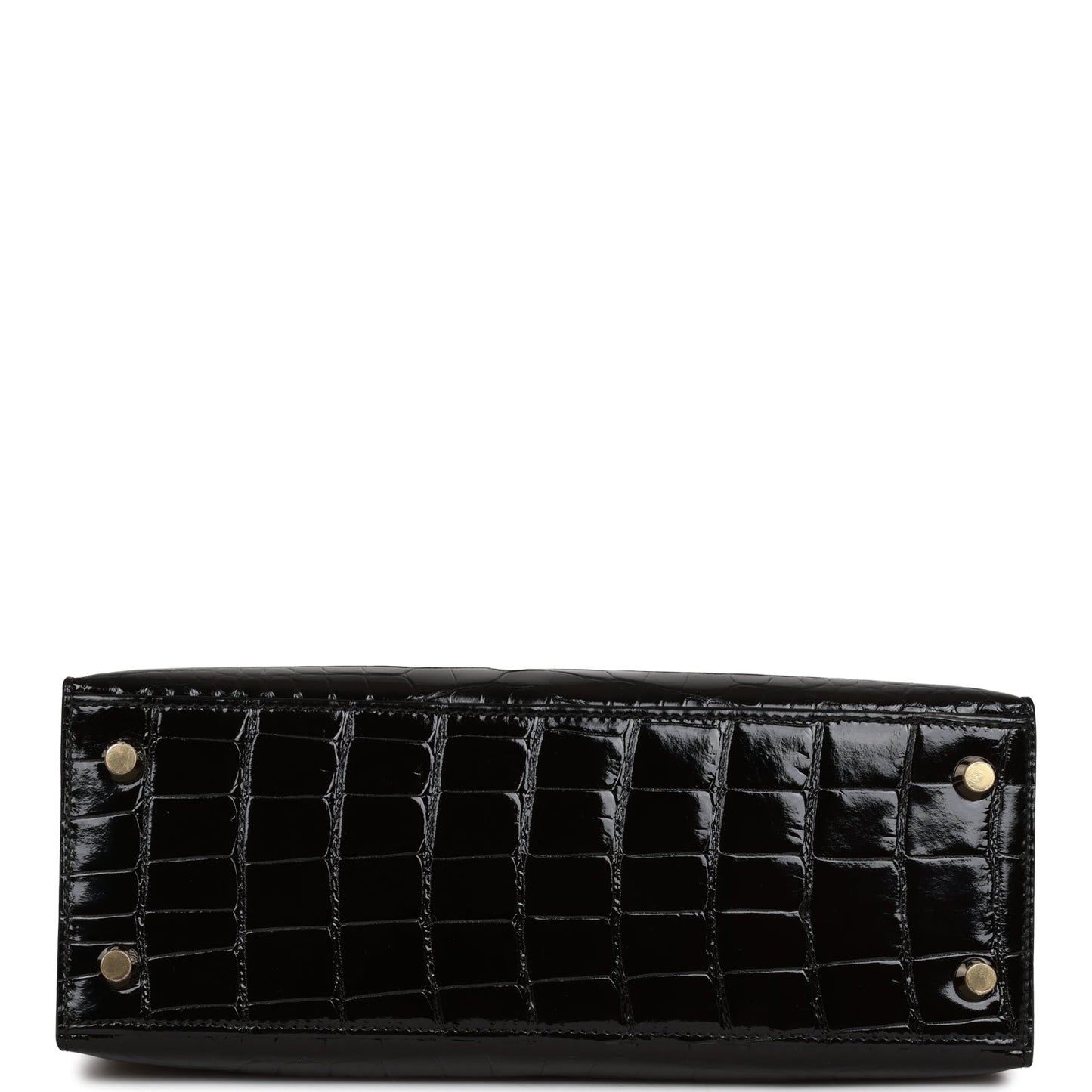 Hermes Kelly Sellier 25 Black Shiny Alligator Gold Hardware