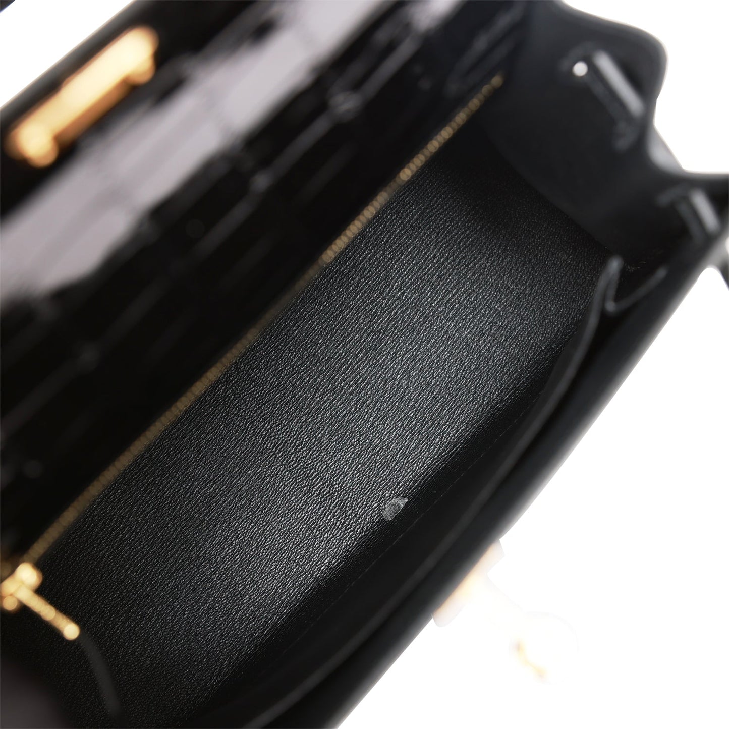 Hermes Kelly Sellier 25 Black Shiny Alligator Gold Hardware