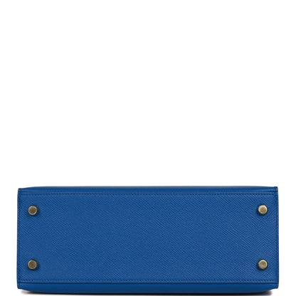 Hermes Kelly Sellier 25 Bleu France Epsom Gold Hardware