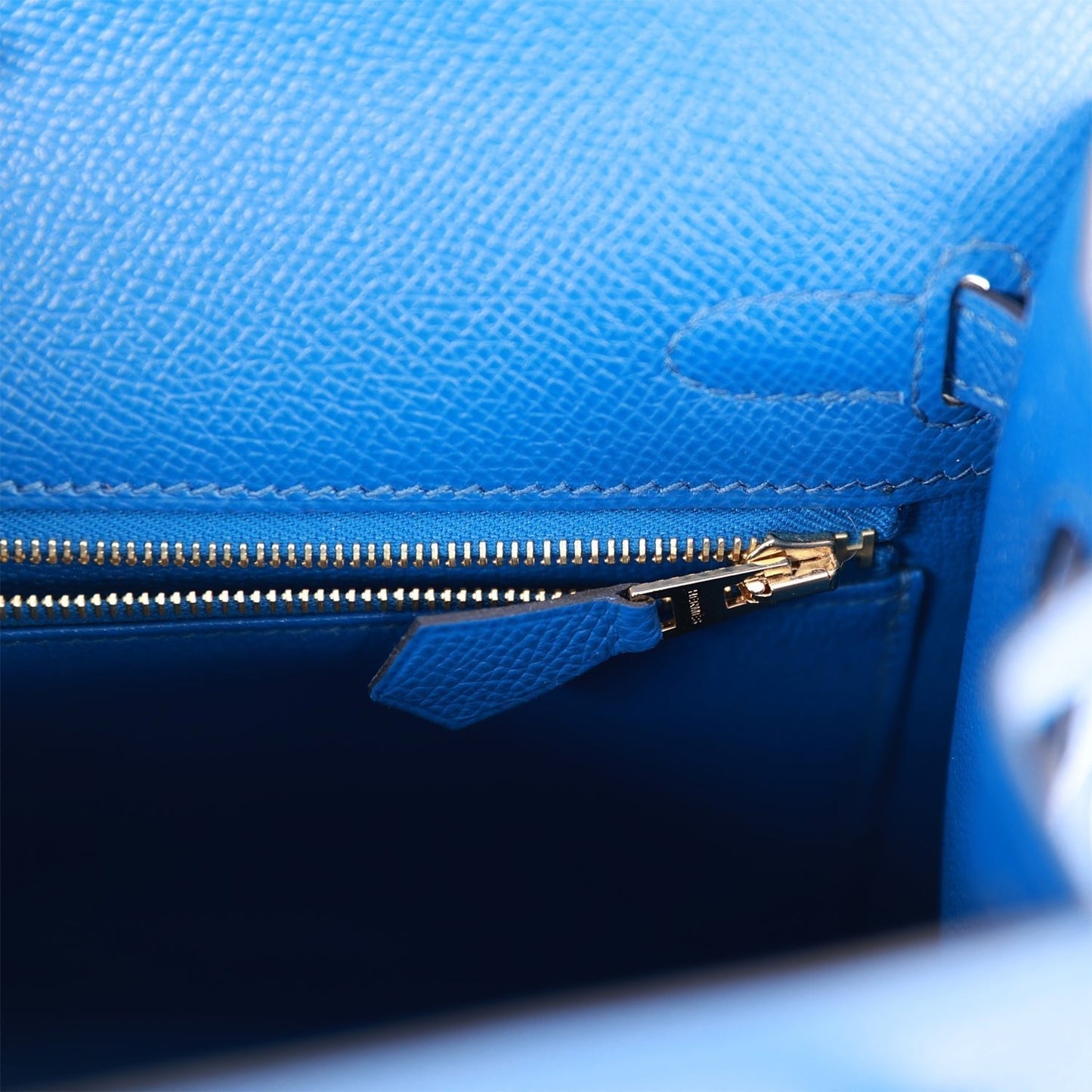 Hermes Kelly Sellier 25 Bleu France Epsom Gold Hardware