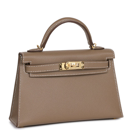 Hermes Kelly Sellier 20 Etoupe Epsom Gold Hardware