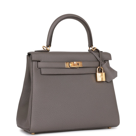 Hermes Kelly Retourne 25 Etain Togo Gold Hardware