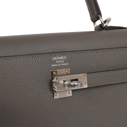 Hermes Kelly Sellier 25 Gris Meyer Epsom Palladium Hardware